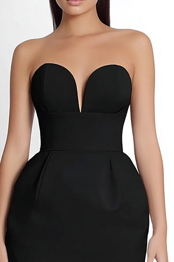 Bodycon Satin Strapless Tube Top  Little Black Dress